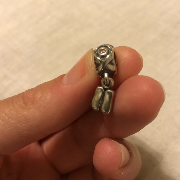 Pandora Ballet Slippers Charm with Pink CZ - Picture 2 of 4
